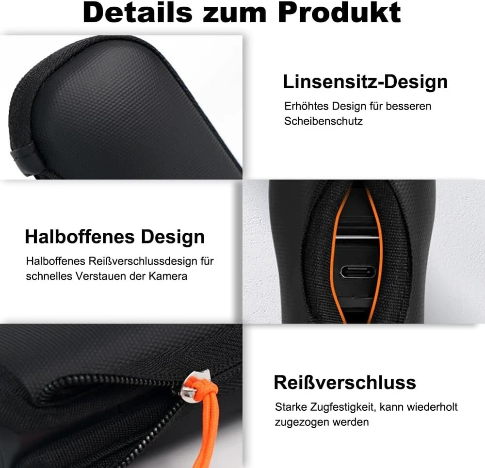 Generisch dėklas insta360 x4 professional, apsauginis dėklas insta360 x4 su kabliuku, kameros dėklas insta360 x4, apsauginis dėklas insta360 x4 veiksmo kameros priedams (juodas), juodas, paprastas