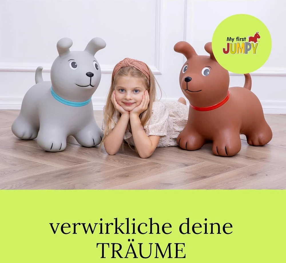 Gerardo's Toys šokinėjantis pilkas šuo