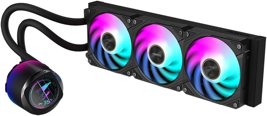 Gigabyte Aorus Waterforce X Ii 360 Aio skysto aušinimo Cpu aušintuvas - 3 x 120 mm Argb ventiliatorius, spalvotas Lcd ekranas, Daisy Chain, suderinamas su Intel Lga 1851 ir Amd Am5