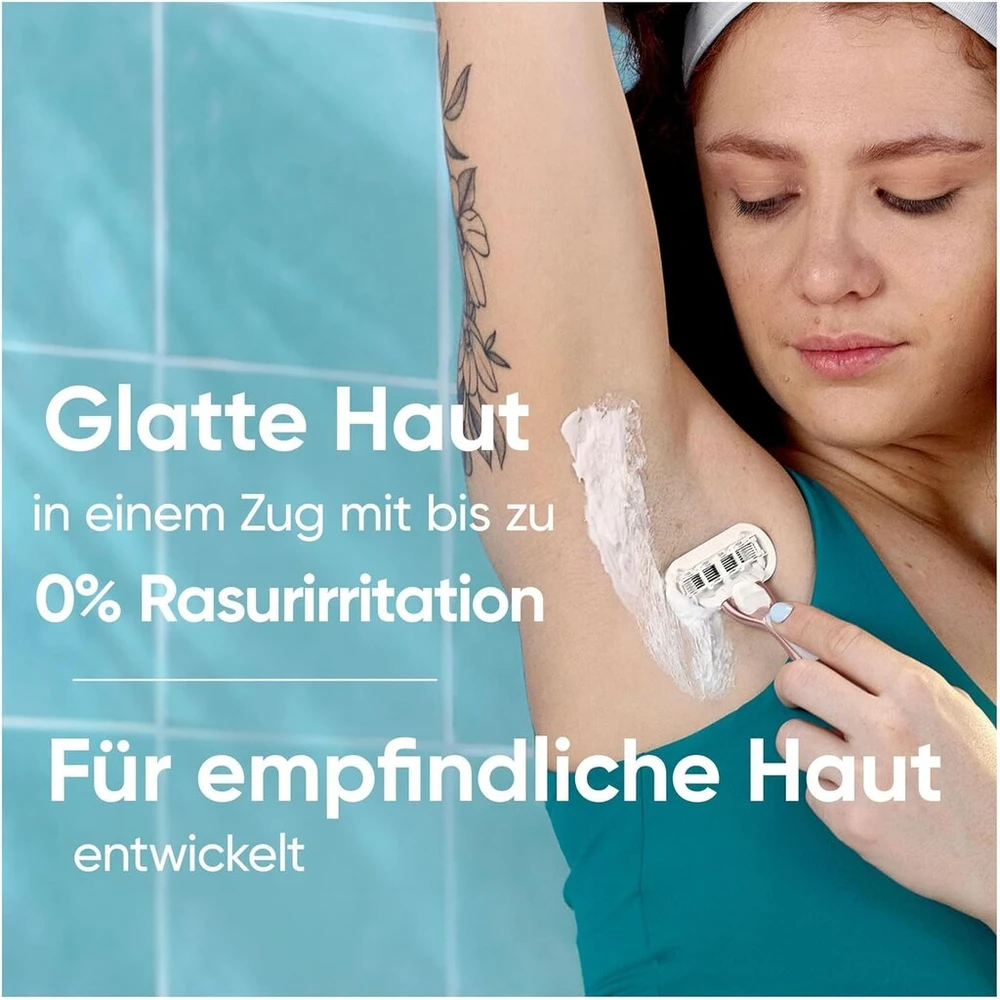 Gillette Venus Pro Smooth Sensitive moteriškas skustuvas jautriai odai, 1 keičiama galvutė, patvari metalinė rankena ir laikiklis duše