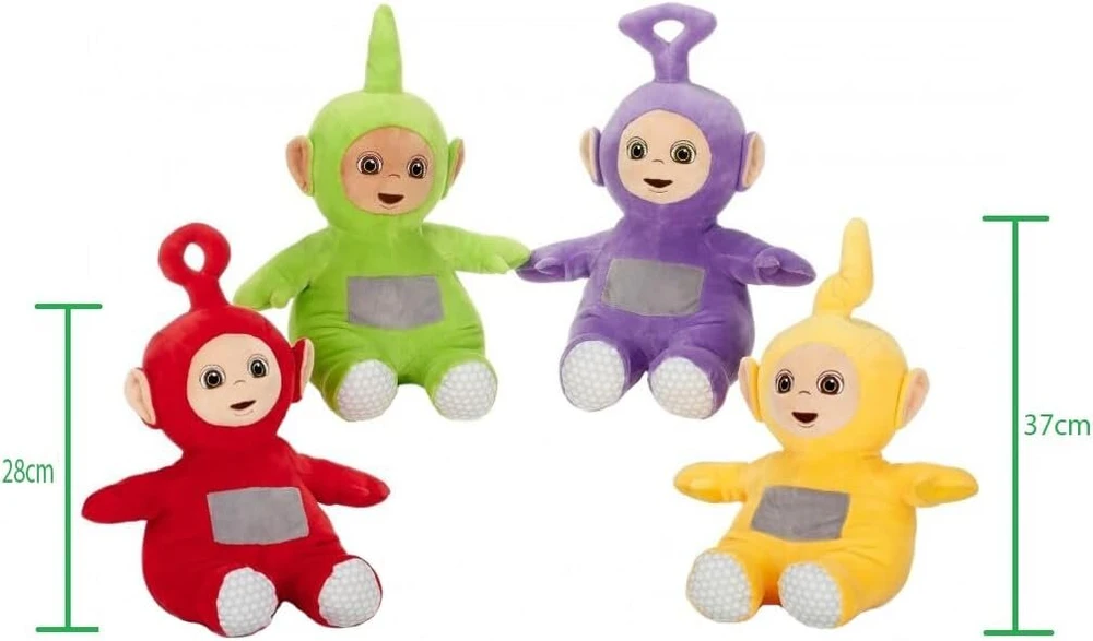 Gimss Teletubbies pliušinis žaislas, aukščiausios kokybės, itin minkštas, mielas žaislas Po, Tinky-winky, Laa-laa, Dipsy pliušinis peluche 37 cm oficiali licencija (teletubbies rinkinys iš 4, 37 cm)