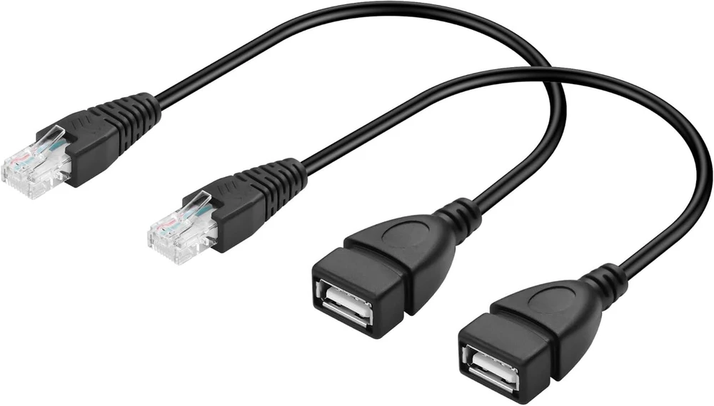 Gintooyun 2 vnt. Usb į Rj45 kabelis Usb į Rj45 ethernet kabelis Usb mama į Rj45 8p4c ethernet tėtis prailginimo kabelis maršrutizatoriui, Adsl modemui, kamerai ir kt. (30 cm)