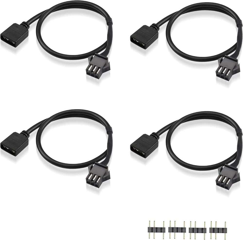 Gintooyun rgb prailginimo kabelis 3 kontaktų į sm 3 kontaktų moterišką argb kištuko adapterio kabelį 5v 3 kontaktų adresuojamas rgb prailginimo kabelis rgb ventiliatoriui, pc led juostai (0,3 m) (style 4)