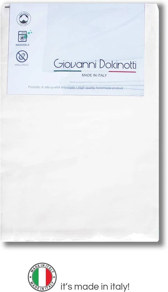 Giovanni Dolcinotti, 2 pagalvių užvalkalų rinkinys dvigulei ir vienvietei lovai, 40 x 70 cm, 100% medvilnė, pagaminta Italijoje, balta