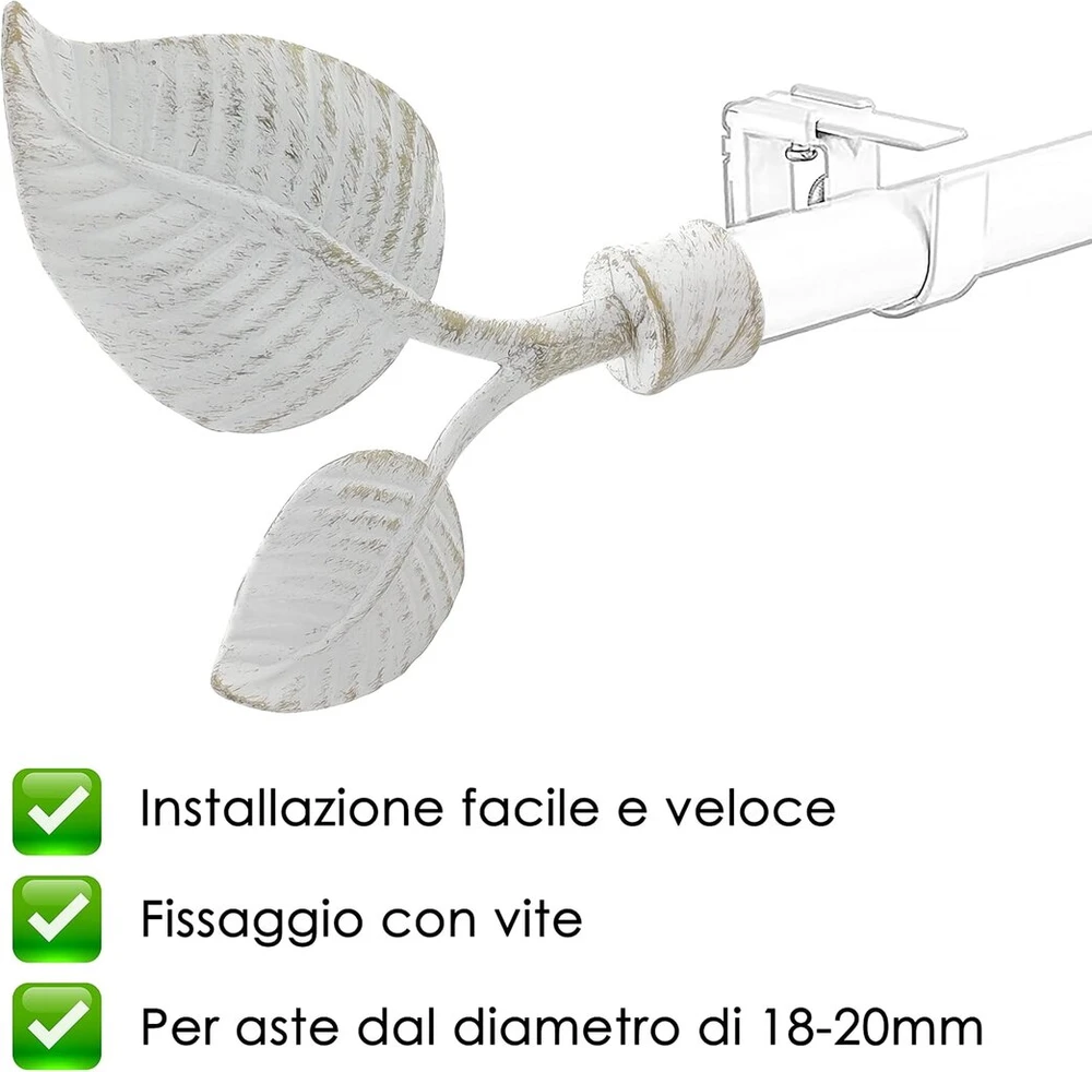 Girasole Home® Dvigubi Užuolaidų Kotų Galai 18-20mm Aliuminio (baltas ir Auksas)