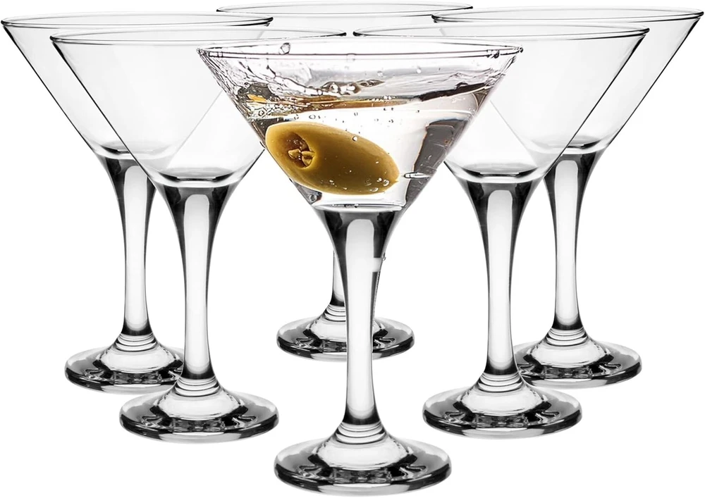 Glasmark Krosno 1992 taurių rinkinys martini kokteiliams, 6 taurių rinkinys martini kokteiliams su kojele, kokteilių indas, martini indas, galima plauti indaplovėje, 6 x 150 ml