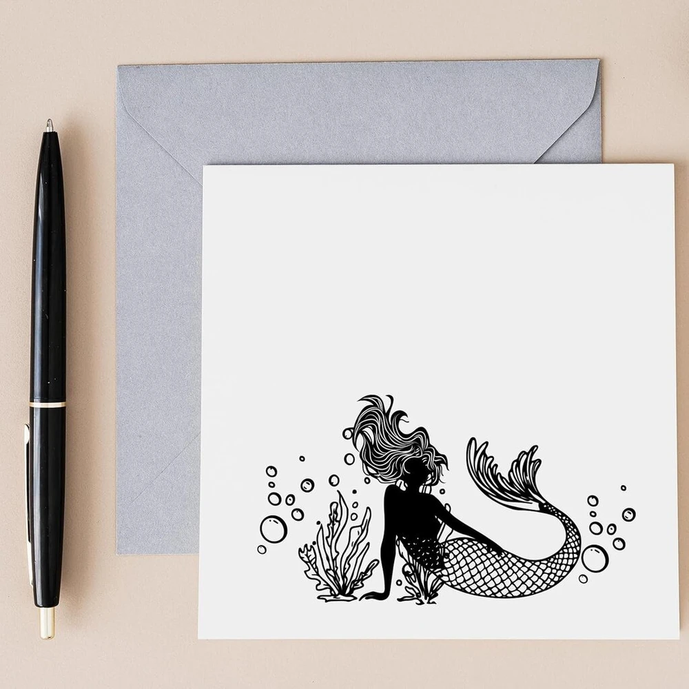 Globleland 4 mini undinėlių vandenyno antspaudų rinkinys "pasidaryk pats" scrapbooking'ui, jūros gyvūnija, silikoniniai antspaudai, ruoniai, permatomi antspaudai kortelėms, nuotraukų albumui, dienoraščiui, 5,6 x 5,6 cm