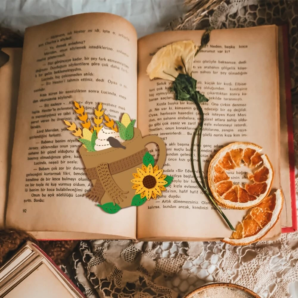 Globleland pjovimo štampai su rudens lapais, moliūgais ir lapės puodeliais kortelių gamybai, metaliniai rudens puodeliai, pjovimo štampų šablonai scrapbooking'ui, žurnalams, popieriaus amatams, dekoravimui