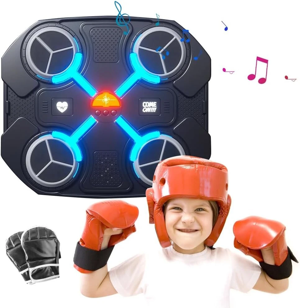 Gobesty muzikos bokso treniruoklis, bluetooth bokso treniruoklis su muzika, bokso treniruočių įranga su muzika, išmanus bokso treniruoklis montuojamas ant sienos, elektroninė bokso treniruočių įranga su bokso pirštinėmis