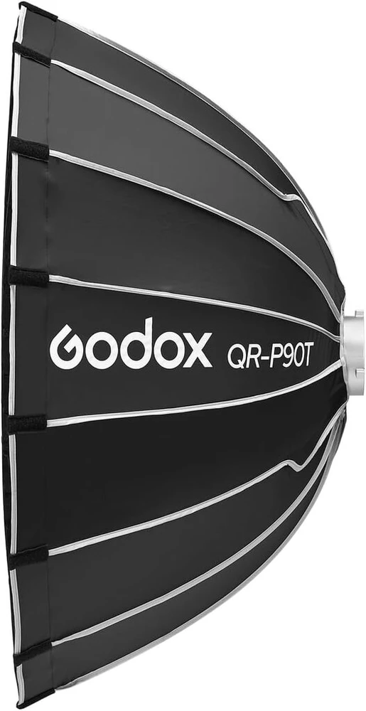Godox Qr-90t 90 cm parabolinis greito atleidimo softbox tinklelis, gylis 42.7 cm, skirtas Godox Sl60 Sl300ii Vl150 Vl300 Ul150 ir studijos video šviestuvams