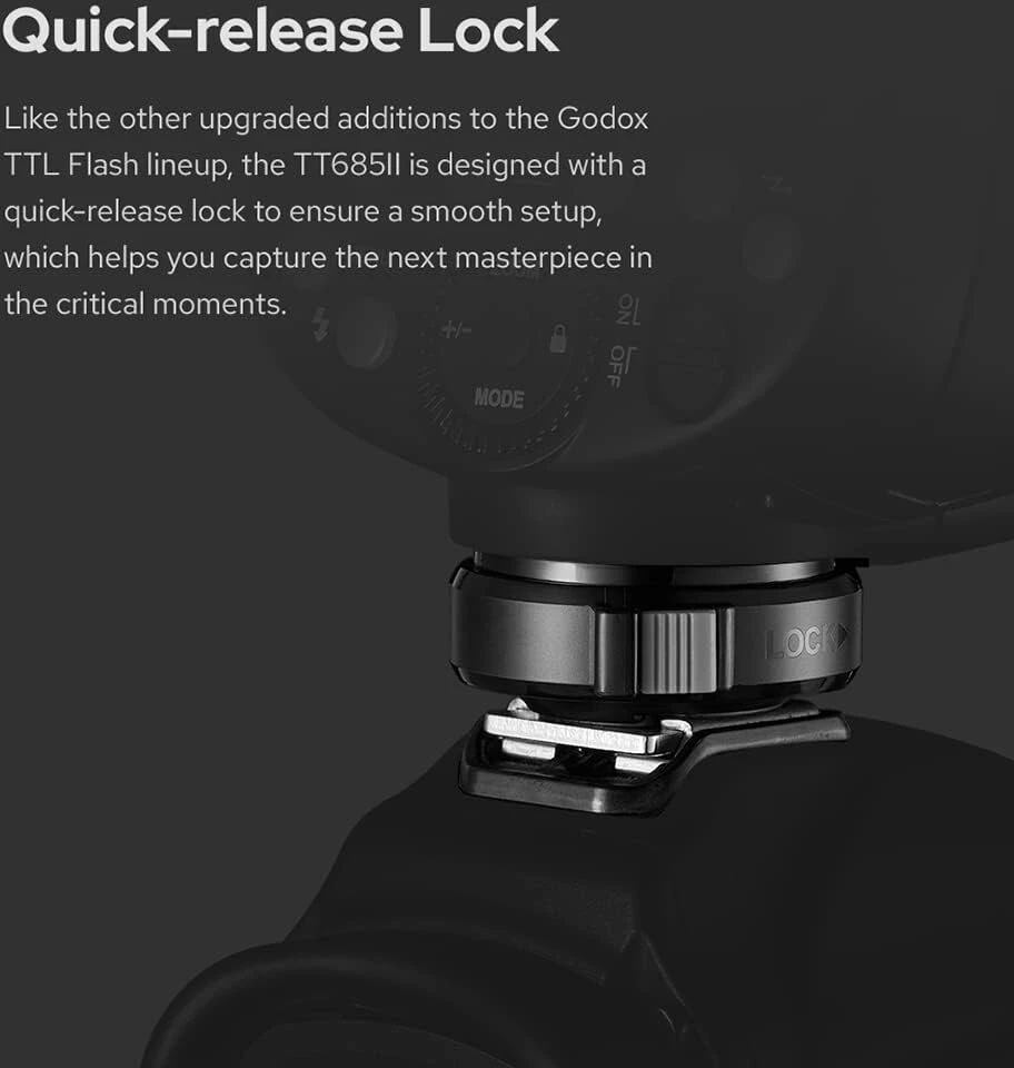 Godox tt685ii-s ttl speedlite didelės spartos sinchronizavimas, 2.4g belaidė x sistema, suderinama su sony camera a6400/a6000/a99/a58/a7rii/a7r/a77iii/a77ii/a7iv