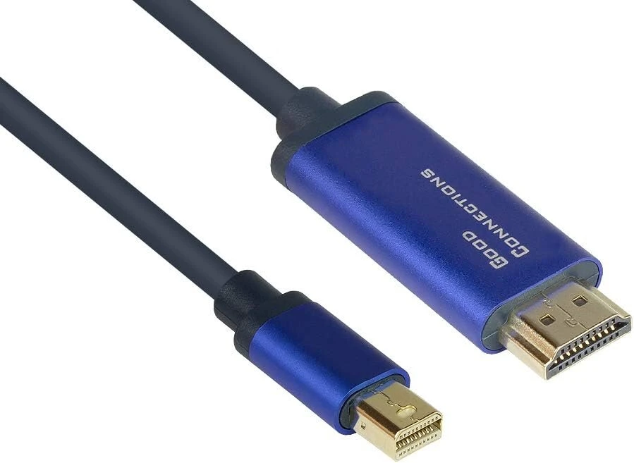 Good Connections® Smartflex Mini Displayport 1.4 į Hdmi 2.0 kabelis - 4k Uhd @ 60hz Rgb / 4:4:4 - varinis laidininkas, aliuminio korpusas - labai lankstus - tamsiai mėlynas - 1 m, 4844-sf010b, tamsiai mėlynas - Pvc