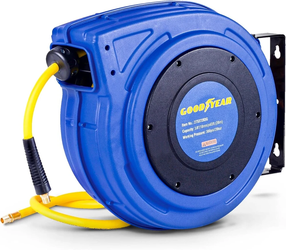 Goodyear atsukamas oro kompresoriaus / vandens žarnos ritė, maks. 300 Psi (3/8 col. x 65 pėd.) hibridinė polimerinė žarna