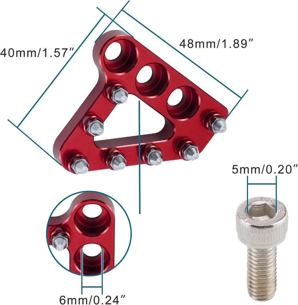 Goofit raudoni motociklo galiniai stabdžių pedalų antgaliai, kojos svirties stabdžių pedalų antgaliai Cnc aliuminio pakaitalas, skirtas 125–500 k16 k18 nc sx sxf exc excf xc xcw xcf sx sxf exc excf daugumai kiniškų dirt pitbike
