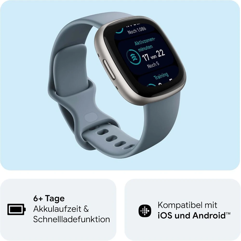 Google Fitbit Versa 4 - išmanusis laikrodis moterims / vyrams - kūno rengybos seklys su integruotu Gps ir telefono funkcija, 6 dienų baterijos veikimo laikas, 40+ treniruočių režimų - kūno rengybos laikrodis, suderinamas su Android / Ios