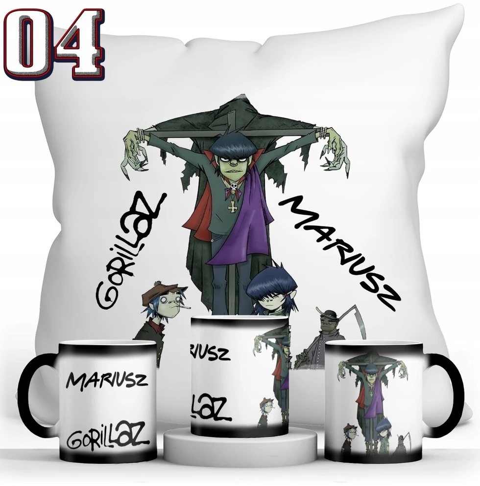 Gorillaz magiškas puodelis ir pagalvė su Jūsų vardu