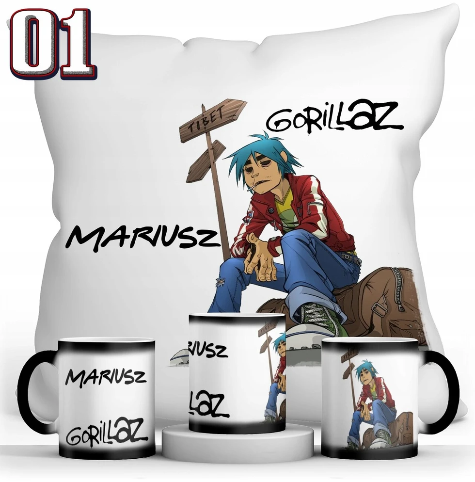 Gorillaz magiškas puodelis ir pagalvė su Jūsų vardu