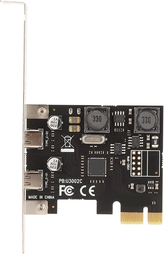 Goshyda Pci E Pci Express 4x į Usb 3.1 Gen 2 2 prievadų Type C išplėtimo plokštė 10gbps Asmedia lustų rinkinys, skirtas Windows 7/8/8.1/10/linux
