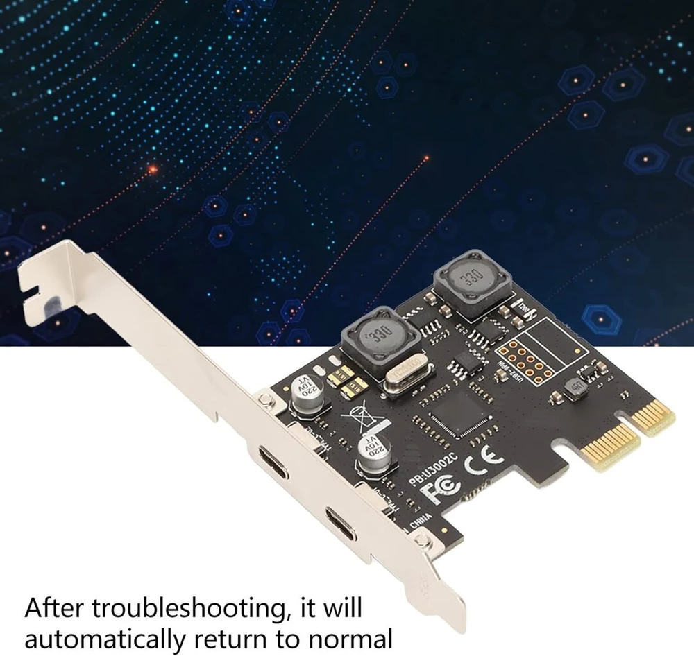 Goshyda Pci E Pci Express 4x į Usb 3.1 Gen 2 2 prievadų Type C išplėtimo plokštė 10gbps Asmedia lustų rinkinys, skirtas Windows 7/8/8.1/10/linux