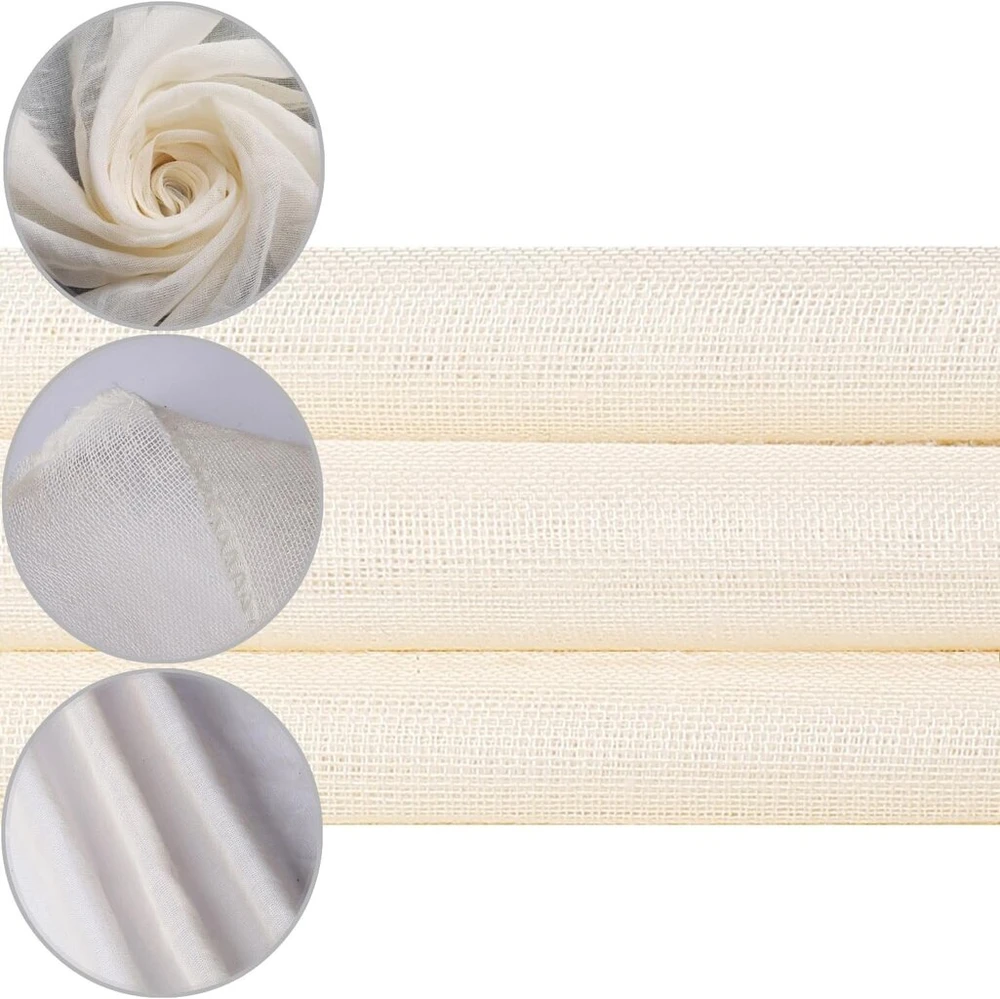 Grade 100+ Packardi marlės audiniai, 3 vnt., apie 50 x 50 cm kiekvienas, sūrio marlės filtravimo audinys, 100% nebalintas grynos medvilnės, nepūkuotas muslinas su apsiūtais kampais