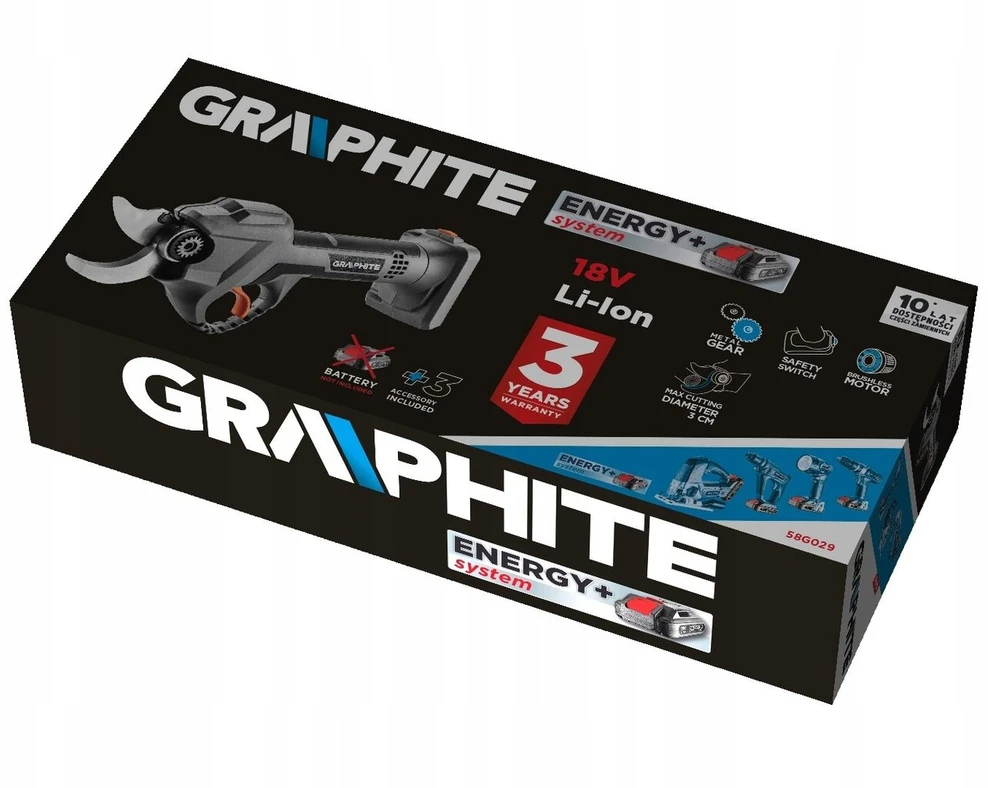 Graphite akumuliatorinės genėjimo žirklės 18v Energy+ be akumuliatoriaus 58g029