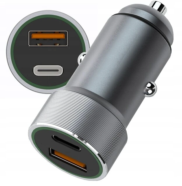 Greitas dvigubas Qc3.0 Usb+type-c automobilinis įkroviklis