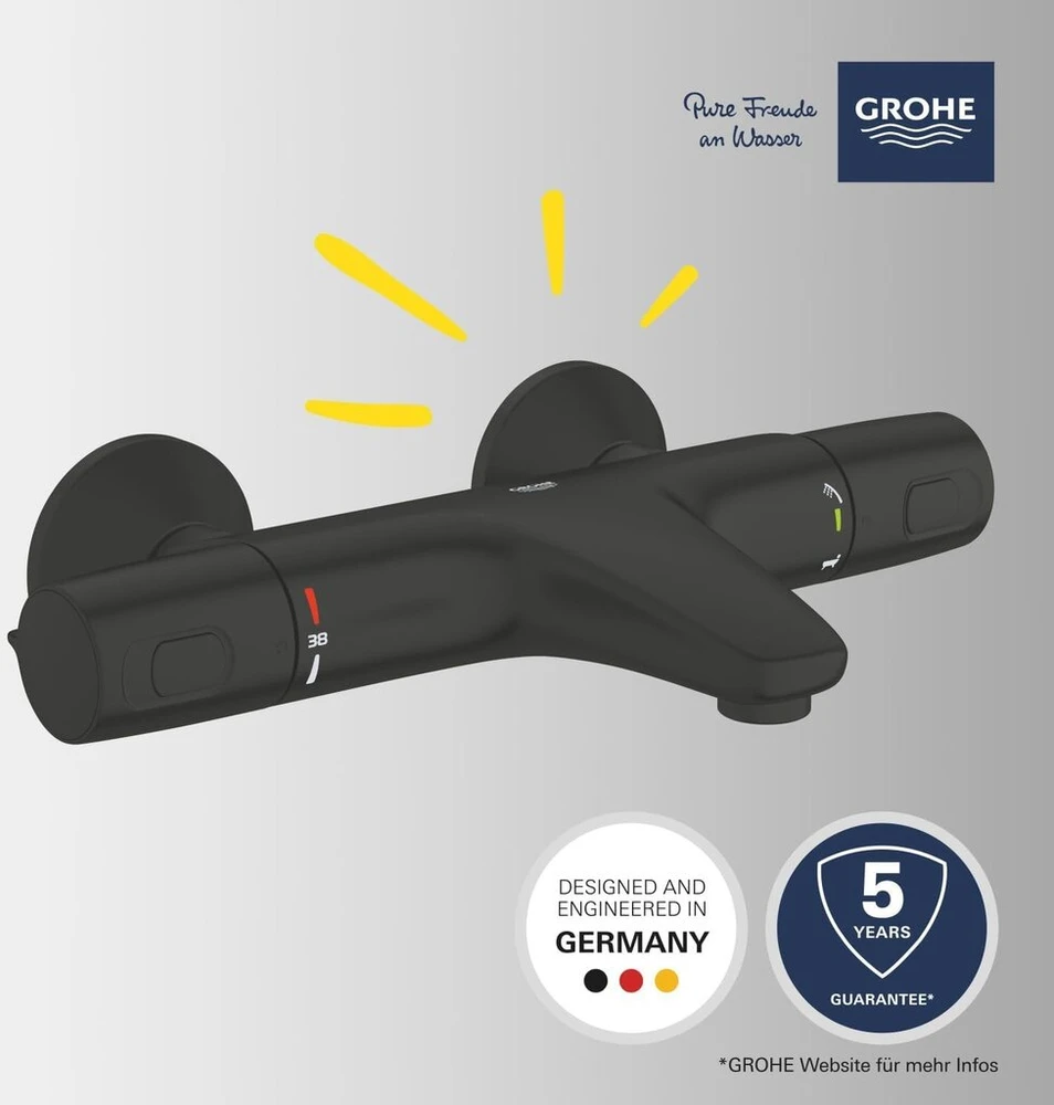 Grohe Precision Trend termostatinis vonios maišytuvas, juodas