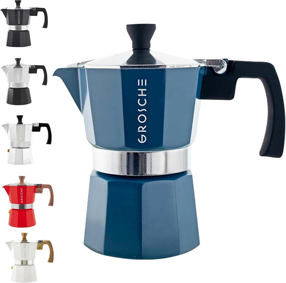 Kavos aparatas Grosche Milano espreso virimo aparatas, moka kavinukas, 3 puodeliai espreso kavos, 150 ml, mėlynas