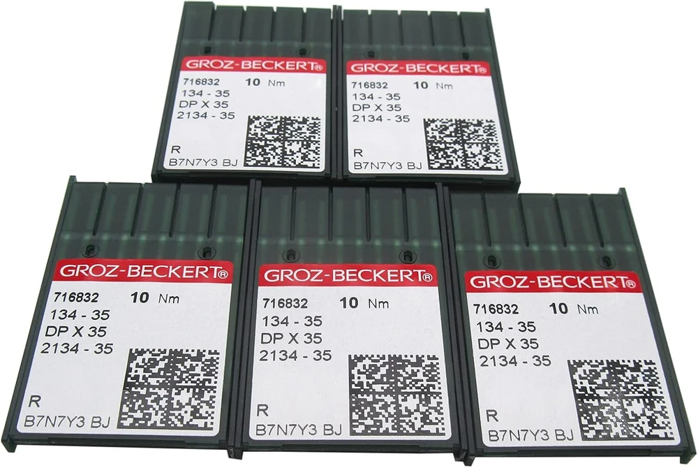 Groz-beckert Dpx35 134-35(r) adata vaikščiojančiai pėdelei Ckpsms dėžutėje, permatoma plastikinė dėžutė, suderinama su/pakeičianti Pfaff 145 335 545 1245 (adatos dydis: 19/120), 50 vnt.