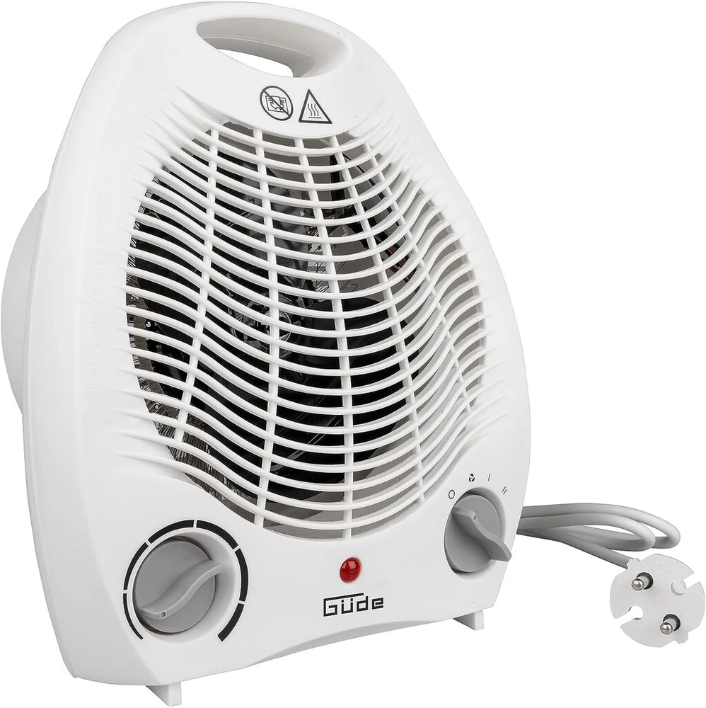 Güde 85175 Gh 2000 ventiliatorinis šildytuvas (2000 W šildymo galia, 2 lygiai (1000/2000 W), ventiliatoriaus funkcija, ventiliatoriaus našumas 75 m³/h, nuolatinis termostatas, apsauga nuo perkaitimo ir apvirtimo, nešimo rankena, greitas šildymas)
