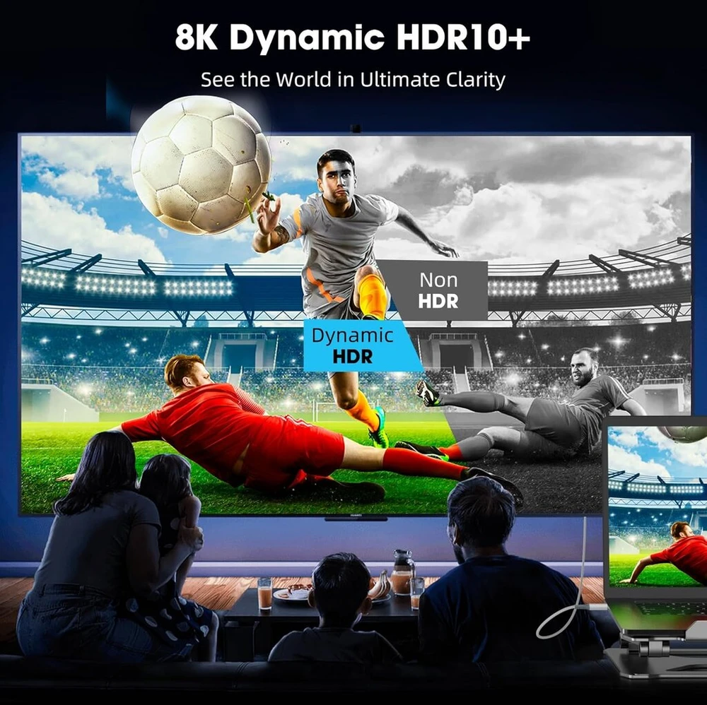 Gulemfy 8k Hdmi 2.1 kabelis 2 m, 48 Gbps itin spartus Hdmi kabelis 8k @ 60hz 4k @ 120hz/144hz/240hz Earc Hdr10+ Dolby Atmos Hdcp 2.3, suderinamas su Ps5/XBOX Series X/soundbar/lg Tv