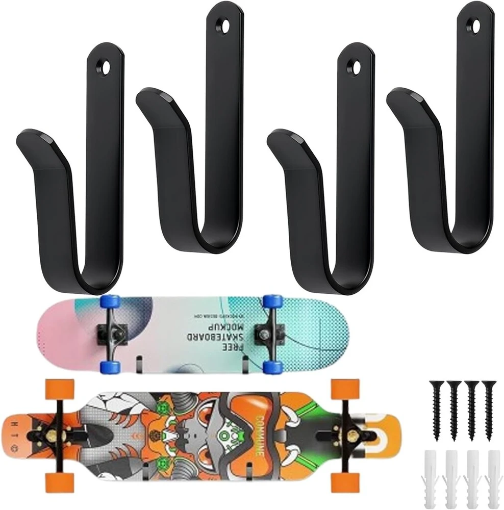 Hachera Skateboard sieninis laikiklis, Snowboard sieninis laikiklis, Snowboard ekspozicija Snowboard'ui, Deck Ski laikiklis lentoms, tokioms kaip riedlentės, longboard'ai, wakeboard'ai ir riedučiai, 2 poros (Ekspozicinė prekė)