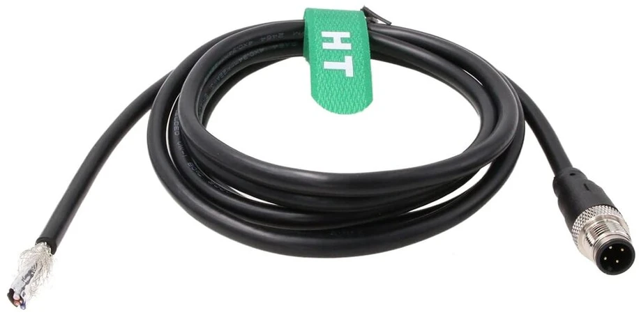 Hangton M12 A-code 4 kontaktų aviacinis jutiklio kodavimo įrenginio maitinimo kabelis į pliką laidą, skirtas pramoninės kontrolės automatikos įrangos tinklo įrenginiui Canope Io-link Profibus 2m