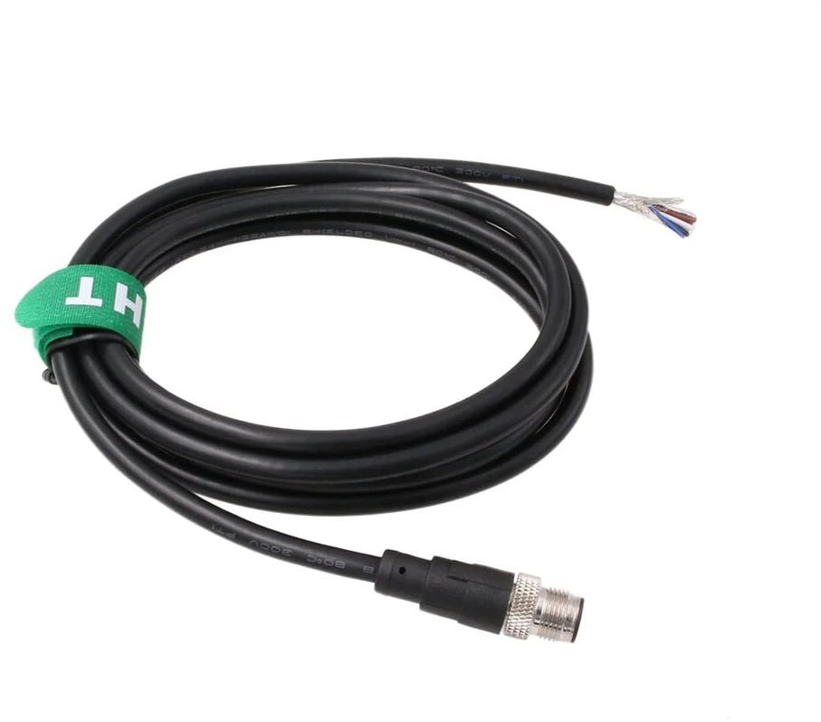 Hangton M12 A-code 4 kontaktų aviacinis jutiklio kodavimo įrenginio maitinimo kabelis į pliką laidą, skirtas pramoninės kontrolės automatikos įrangos tinklo įrenginiui Canope Io-link Profibus 2m