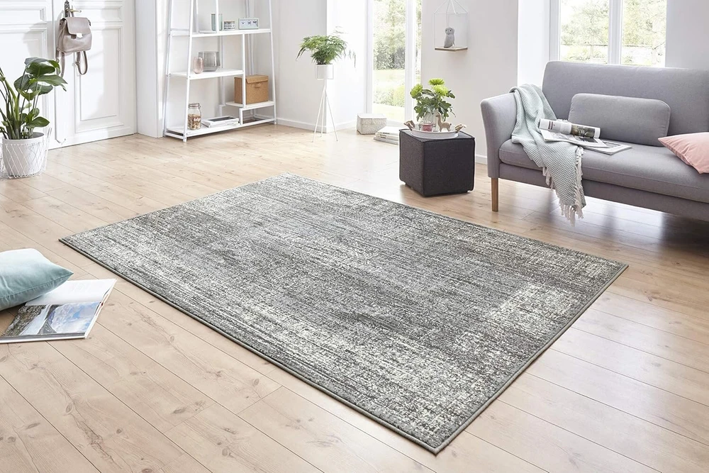 Hanse Home Elysium kilimas – sendinto stiliaus trumpo plauko modernaus vintažinio dizaino kilimai valgomajam, svetainei, vaikų kambariui, prieškambariui, miegamajam, virtuvei – pilka kreminė 80 x 150 cm