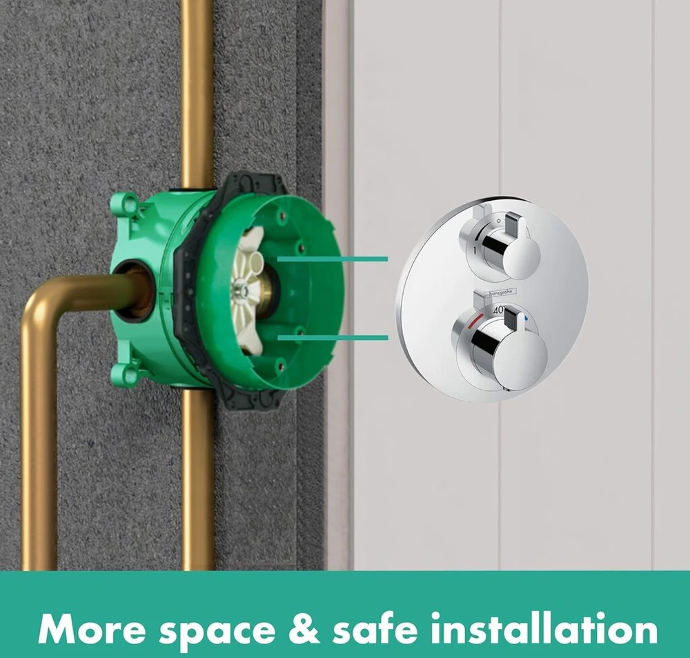 Hansgrohe Ecostat S termostatinis maišytuvas paslėptam montavimui su integruotu uždarymo/perjungimo vožtuvu #15758000