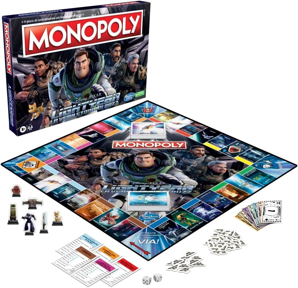 Hasbro Gaming Monopoly Edition Lightyear by Disney, Pixar, stalo žaidimas, dovanos vaikams nuo 8 metų, įvairiaspalvis, vienas dydis