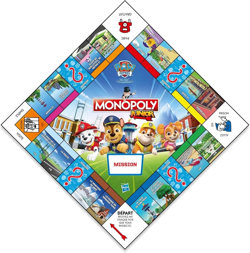 Hasbro Winning Moves - Monopoly Junior La Pat'patrouille - stalo žaidimas nuo 5 metų - stalo žaidimas - prancūziška versija