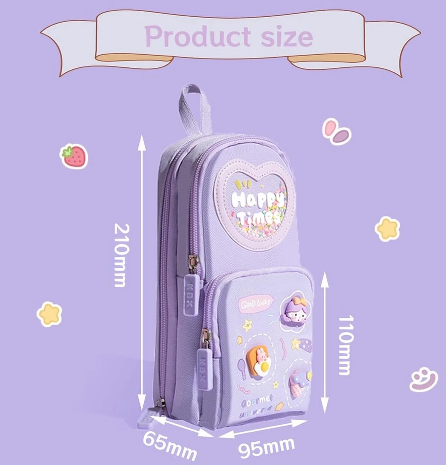 Hautstore penalas su 3 skyriais, violetinis-d, kišeninis organizatorius