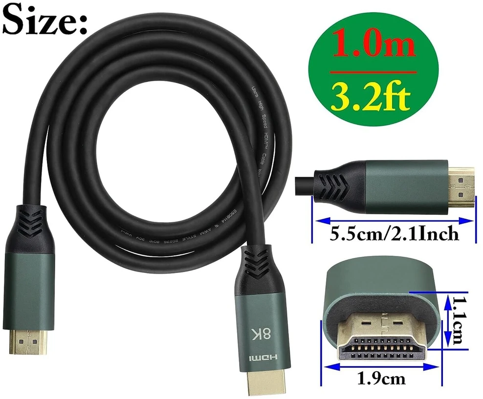 Hdmi 2.1 8k Kabelis, 48gbps, 8k@60hz, 4k@120hz