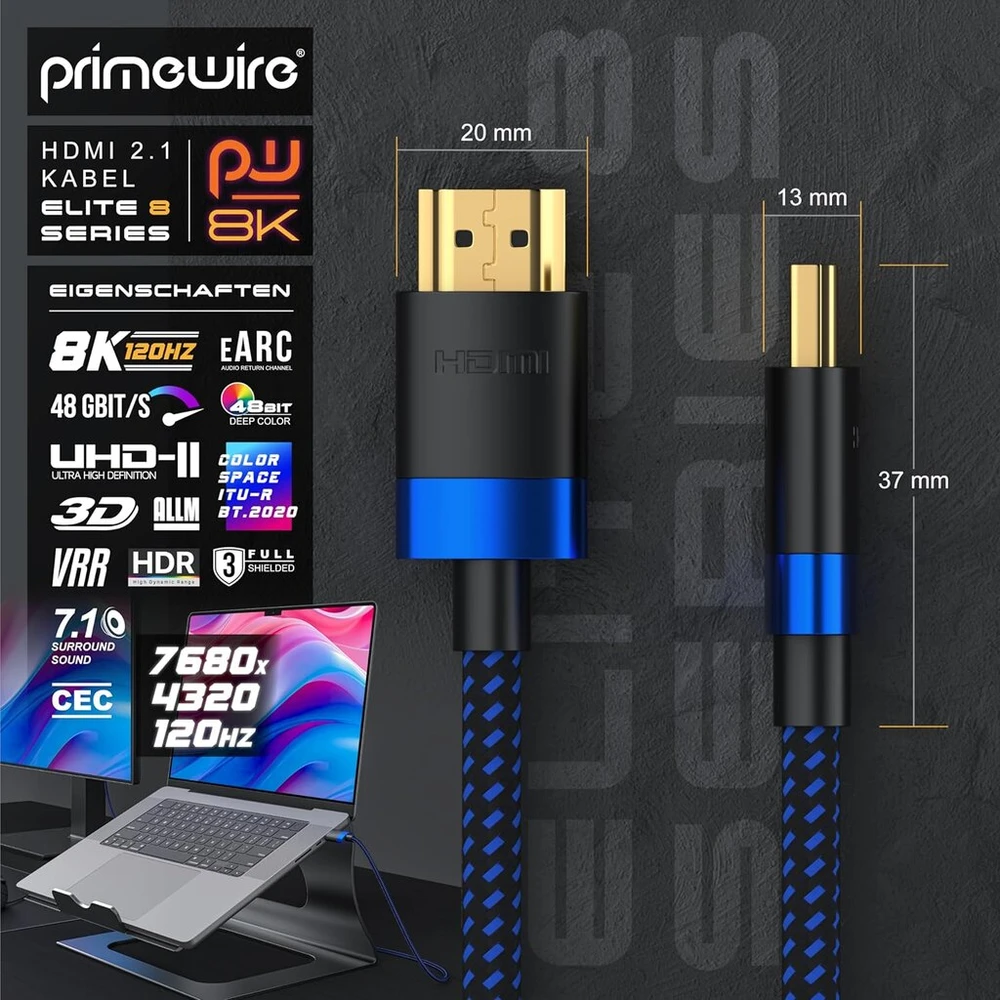 Hdmi 2.1 Kabelis 8k @ 60hz, 4k @ 120hz, 48 Gbps
