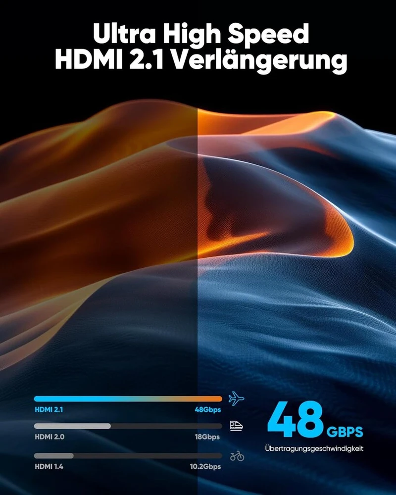 Hdmi 2.1 prailginimo laidas, 8k 60hz, 4k 120hz, 48gbps, pilkas, 0.3m