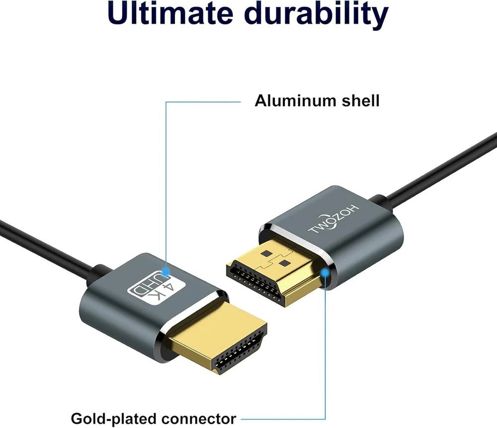 Hdmi kabelis 7.5m, 2 vnt., plonas, 4k@60hz, 18gbps
