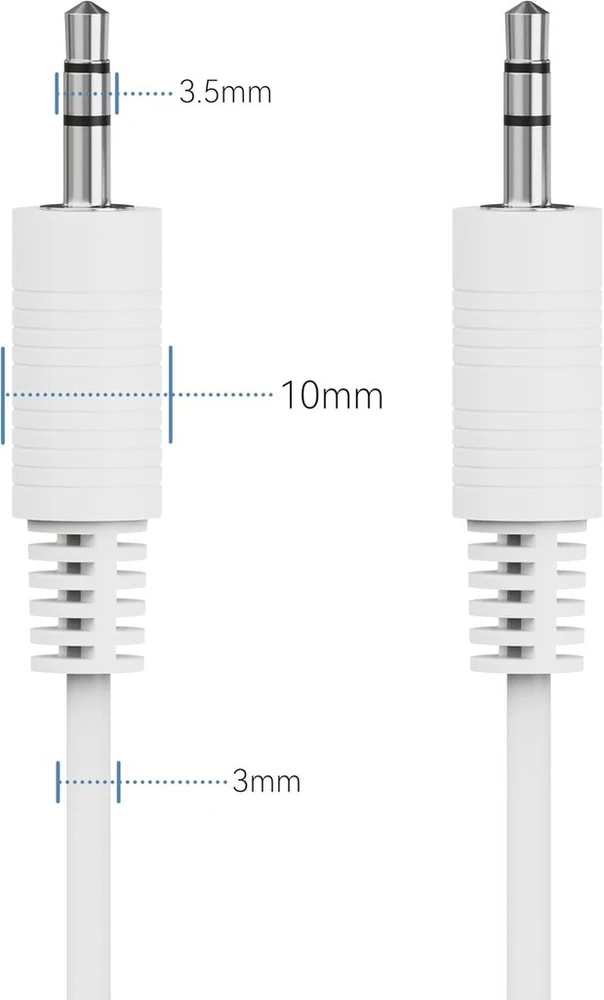 Hdsupply audio kabelis 3.5 mm jack į 3.5 mm jack 0.50 m baltas