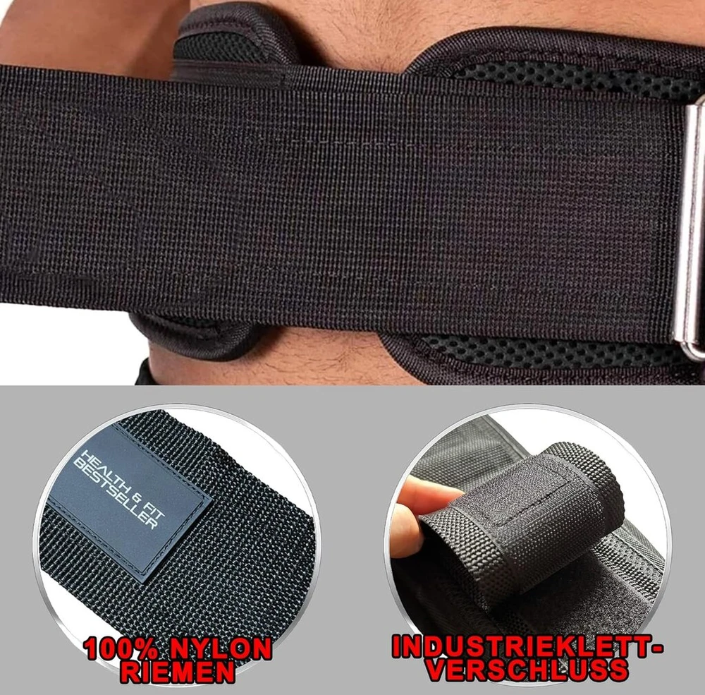 Health & Fit sunkiosios atletikos diržas – nugaros atrama ir apsauga stuburui – idealus jėgos treniruotėms, fitnesui ir jėgos trikovei – vyrams ir moterims