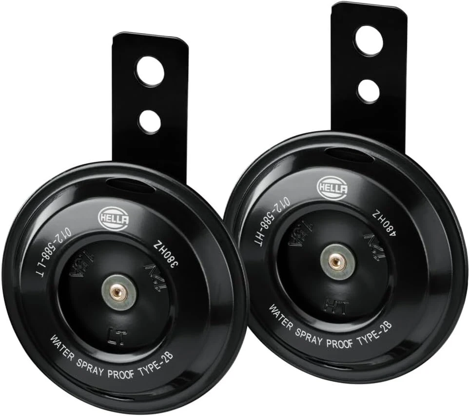 Hella Motorcycle Horn 12 V – Essential Horn S70 Set – 108 Db(a) – Dažnių diapazonas: 380/480hz – Žemas/aukštas – Elektrinis – Kiekis: 2-3al 012 588-011