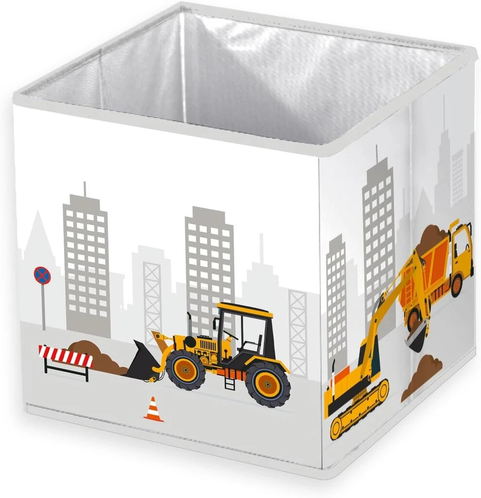 Herding Young Collection Construction Site dėžė daiktams, apie 30 x 30 x 30 cm, laikymas lentynoje arba atskirai pastatoma, 100% polipropilenas, vidus 100% popierius