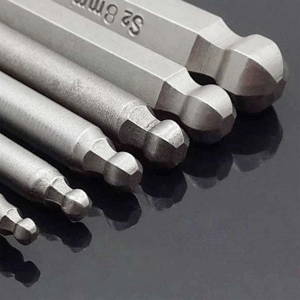Hex atsuktuvo antgaliai 65mm, 7 vnt., 1/4" S2 plieno, rutulinė galvutė