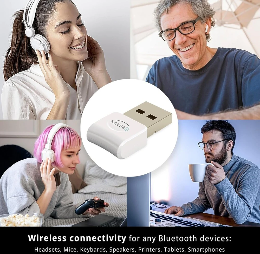 Hideez usb bluetooth adapteris, skirtas pc, macos, linux, chromeos, raspberry pi – mažos energijos, didelio nuotolio bluetooth edr dongle, skirtas pelei, klaviatūrai, ausinėms, garsiakalbiui, spausdintuvui