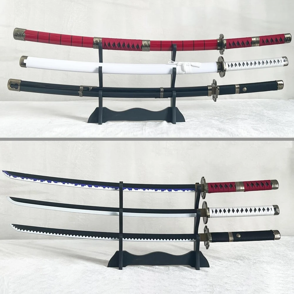 Himmel Store 3 Roronoa Zoro replikos kardų rinkinys, Kitetsu Yubashiri, Wado Ichimonji, Zoro vaidmenų žaidimo priedai, skirti vaidmenų žaidimams ir kolekcijai